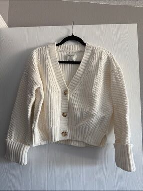 Abercrombie & Fitch Cream Chunky Knit Button Cardigan